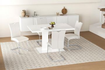 Picture of EDAN High Back Dining Chair with Chromed Base (Pearl White) 