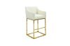 Picture of HESPER Bar Stool with Arms & Golden Finish Base (White)