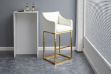 Picture of HESPER Bar Stool with Arms & Golden Finish Base (White)