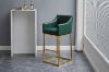 Picture of HESPER Bar Stool with Arms & Golden Finish Base (Green) 