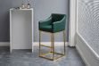 Picture of HESPER Bar Stool with Arms & Golden Finish Base (Green) 