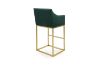 Picture of HESPER Bar Stool with Arms & Golden Finish Base (Green) 