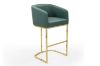 Picture of TRYTON H102 Bar Stool with Arms & Golden Finish Base (Green)  