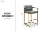 Picture of DAKOTA Bar Stool with Arms & Golden Finish Base (Grey)