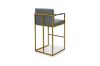 Picture of DAKOTA Bar Stool with Arms & Golden Finish Base (Grey)