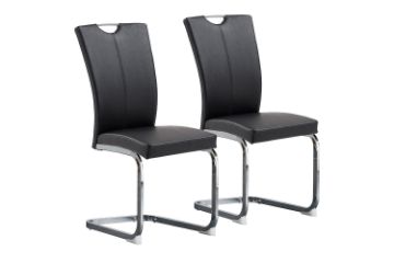Picture of EDAN High Back Dining Chair with Chromed Base (Elegant Black)