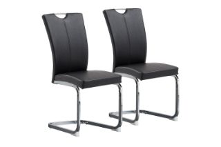 Picture of EDAN High Back Dining Chair with Chromed Base (Elegant Black) - 2 Chairs in 1 Carton