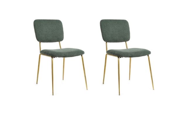 Picture of LASKY Gold Frame Fabric Dining Chair (Green) - 2PC in 1 Carton