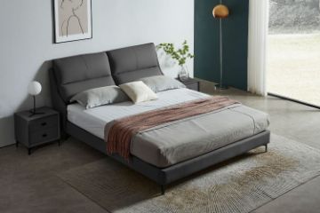 Picture of ROMEO Genuine Leather Bed Frame (Dark Grey) - Queen
