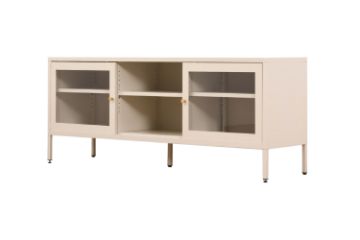 Picture of STARK 1.5M Steel Frame Sliding Door Transparent Glass TV Unit (Cream)