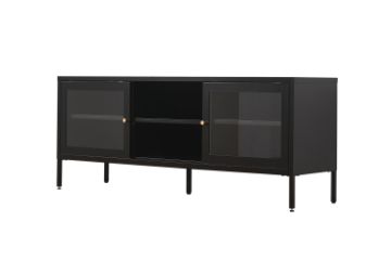 Picture of STARK 1.5M Steel Frame Sliding Door Transparent Glass TV Unit (Black)