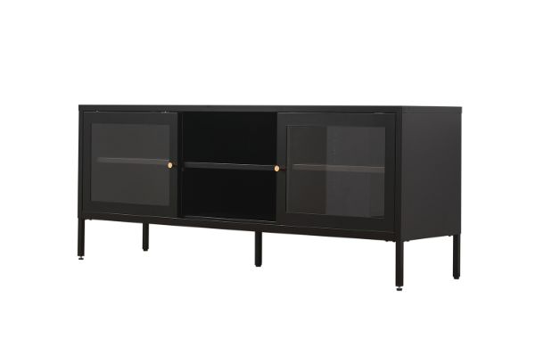 Picture of STARK 1.5M Steel Frame Sliding Door Transparent Glass TV Unit (Black)