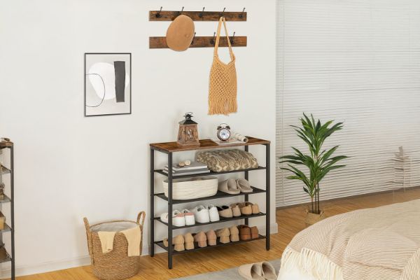 Picture of LITON Adjustable 5-Tier Shoe Rack with Wall Hooks 