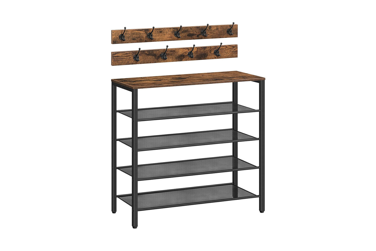 LITON Adjustable 5-Tier Shoe Rack with Wall Hooks