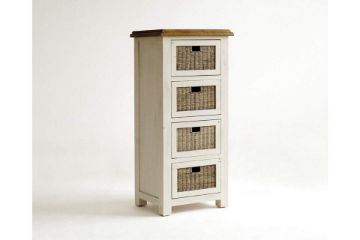 Picture of [FLOOR MODEL CLEARANCE] BODDE 128x59cm 4-Drawer Pine Wood Cabinet with Rattan Shelf