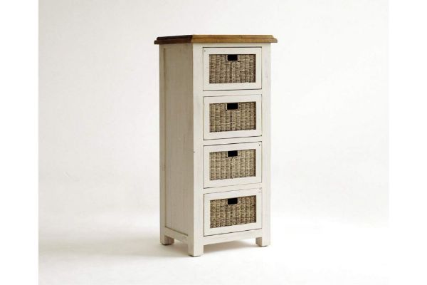 Picture of [FLOOR MODEL CLEARANCE] BODDE 128x59cm 4-Drawer Pine Wood Cabinet with Rattan Shelf
