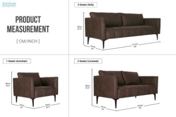 Picture of BARTLET 3/2/1 Seater Air Leather Sofa Range (Chocolate)