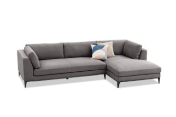 Picture of [FLOOR MODEL CLEARANCE] AMELIE Premium Fabric Sectional Sofa with Ottoman (Dark Grey)
