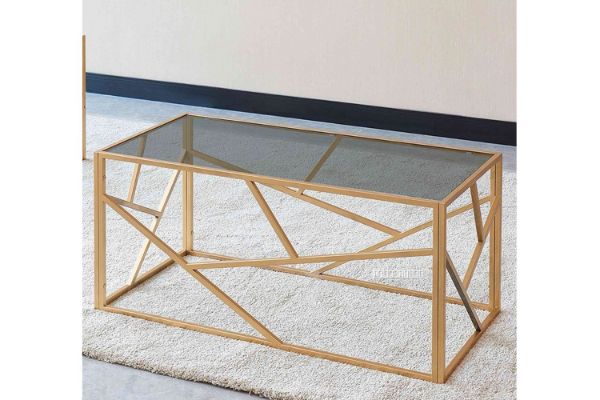 Picture of [FLOOR MODEL CLEARANCE]  CLIO Rectangle Grey Glass with Golden Legs Coffee Table