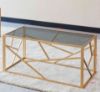 Picture of [FLOOR MODEL CLEARANCE] CLIO Rectangle Grey Glass with Golden Legs Coffee Table