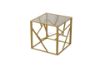 Picture of [FLOOR MODEL CLEARANCE]  CLIO Square Grey Glass Side Table with Golden Frame