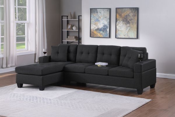Picture of KLARA Reversible Sectional Sofa with Cupholders (Black)