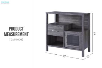 Picture of Remy Open Shelves Storage Cabinet with Drawer & Glass Door (Grey)