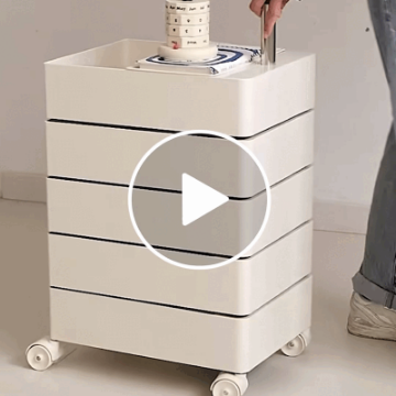 Picture of GAVIN Rotating 5 Tier Utility Drawer Wheel Trolley (Cream) 