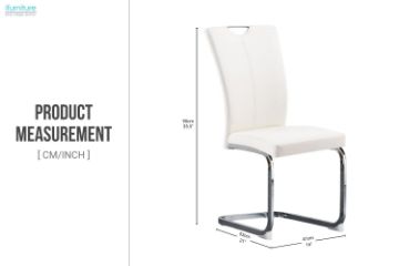 Picture of EDAN High Back Dining Chair with Chromed Base (Pearl White) - 4 Chairs in 1 Carton