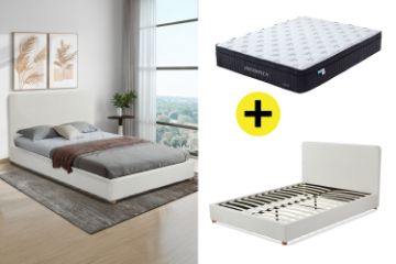 Picture of SPRINGFIELD Teddy Fabric Bed Frame + LUNA Pocket Spring Mattress Combo Deal - Queen 