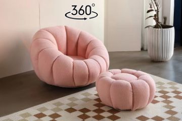Picture of SUNFLOWER 360° Swivel Lounge Chair with Ottoman (Pink)