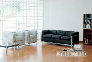 Picture of LE CORBUSIER LC2 1-Seater Sofa/Armchair *100% Italian Leather (Black)