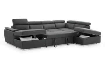 Picture of NOAH Sectional Pull Out Sofa bed (Dark Grey) - Chaise Facing Left