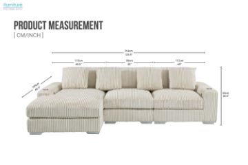 Picture of WINSTON Premium Corduroy Modular Sectional Sofa with Cup Holders & USB Ports (Beige) - Chaise Facing  Left