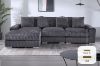 Picture of WINSTON Premium Corduroy Modular Sectional Sofa with Cup Holders & USB Ports (Grey) - Chaise Facing Left