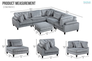 Picture of VIANNA Corduroy Sectional Modular Sofa Range (Grey)