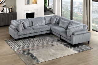 Picture of VIANNA Corduroy Sectional Modular Sofa Range (Grey) - 5PC Big Combo Set 