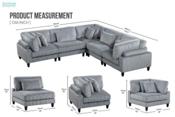 Picture of VIANNA Sectional Modular Sofa Range (Grey) - 5PC Big Combo Set 
