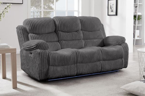 Picture of GRACEY 3/2/1 Seater Power Reclining Sofa Range (Grey) - 3 Seat with Drop-Down Console (3RRC)