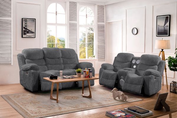 Picture of GRACEY 3/2/1 Seater Power Reclining Sofa Range (Grey) - 3RRC+2RRC Sofa Set