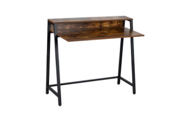 Picture of EMMI 100 Dual-Tier Office Desk with Shelf (Rustic Brown)