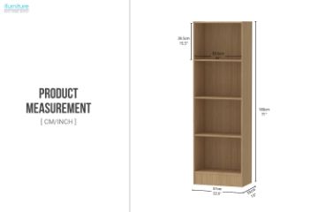 Picture of MOOK 180x57cm 4-Tier Bookshelf (Light Oak)