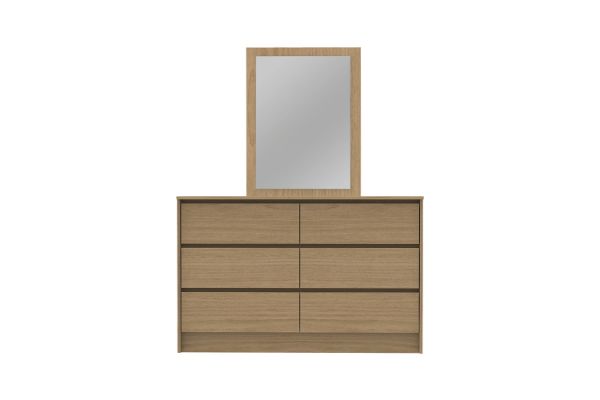 Picture of MOOK 6-Drawer Dresser with Mirror (Light Oak)