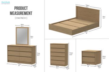Picture of MOOK 4PC/5PC/6PC Bedroom Combo Set in Queen Size (Light Oak)
