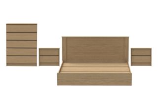 Picture of MOOK Bedroom Combo Set in Queen Size - 4PC Combo (Light Oak)