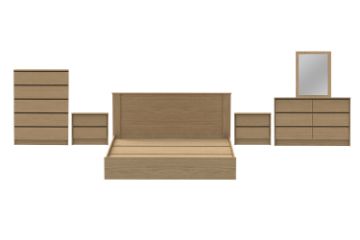 Picture of MOOK Bedroom Combo Set in Queen Size  - 6PC Combo (Light Oak)