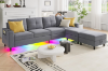 Picture of KINSLEY Modular Sectional Sofa with Wireless Charging, USB & Type-C Ports, and LED Lighting (Medium Grey)