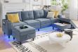 Picture of KINSLEY Modular Sectional Sofa with Wireless Charging, USB & Type-C Ports, and LED Lighting (Cowboy Blue)