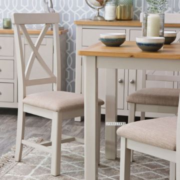 Picture of [FLOOR MODEL CLEARANCE] COCAMO Cross Back Fabric Seat Oak Dining Chair (Grey)