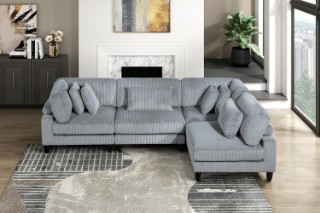 Picture of VIANNA Corduroy Sectional Modular Sofa Range (Grey) - 4PC Big Combo Set 